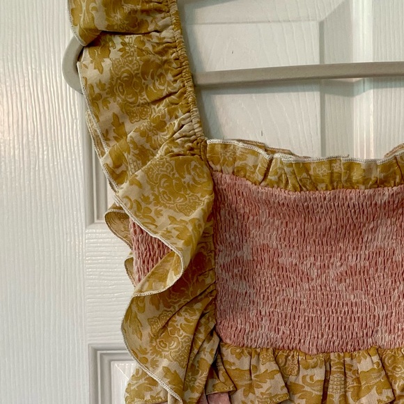 NWOT Endless Rose smocked ruffle sleeves cropped top small antique style - Picture 4 of 5